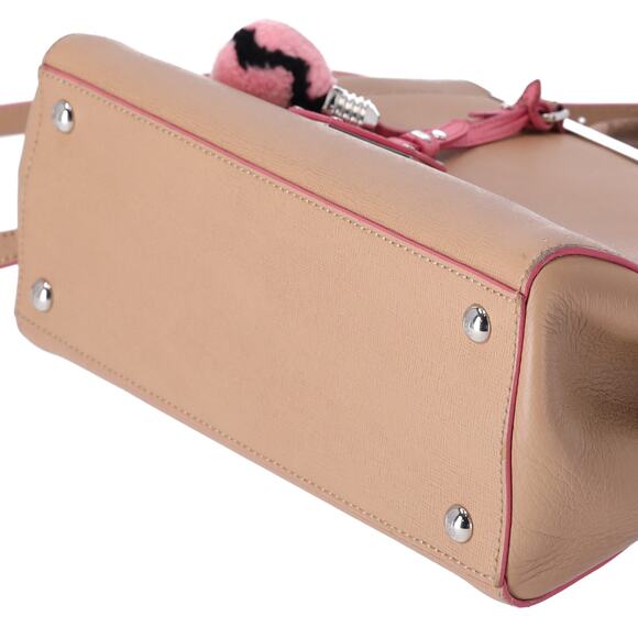 FENDI Petit 2 Jours Handbag 8BH253 Beige Pink Leather - Picture 4 of 7